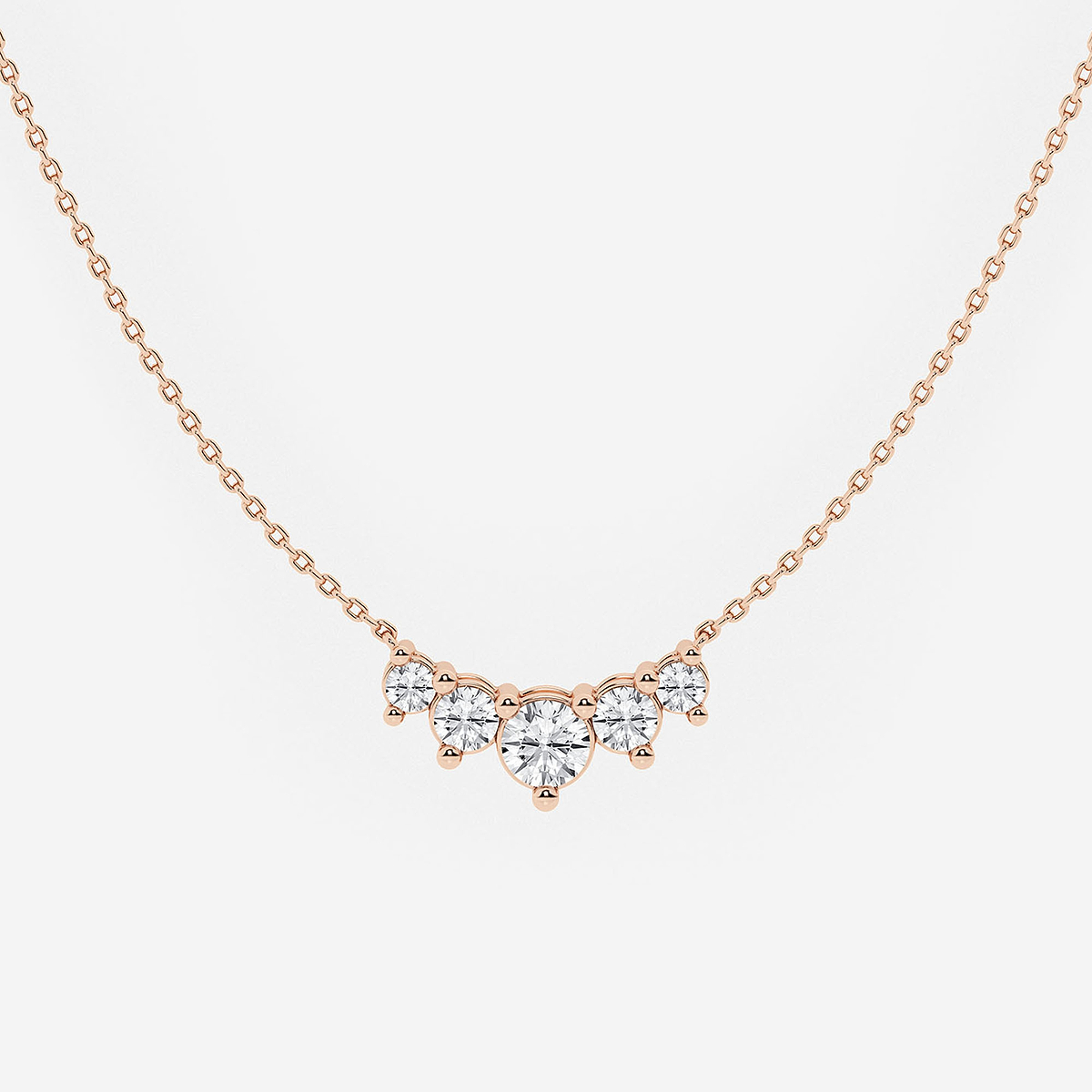 Additional Image 1 for  1 ctw Round Lab Grown Diamond Five Stone Demi Eternity Necklace